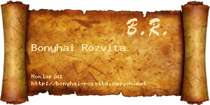 Bonyhai Rozvita névjegykártya